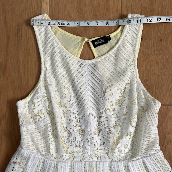 KATE SPADE SATURDAY White Lace Sleeveless Dress with Yellow Lining - Size 6 - Picture 6 of 13